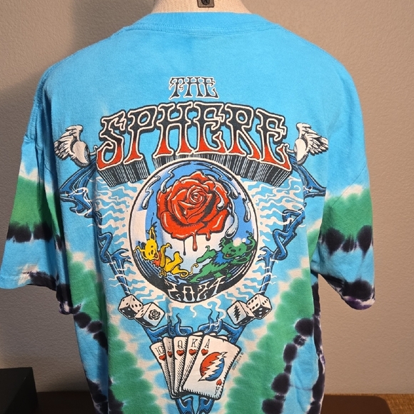 Liquid Blue Tie-Dye Grateful Dead Tee - Blue, Green, Purple - Picture 3 of 9